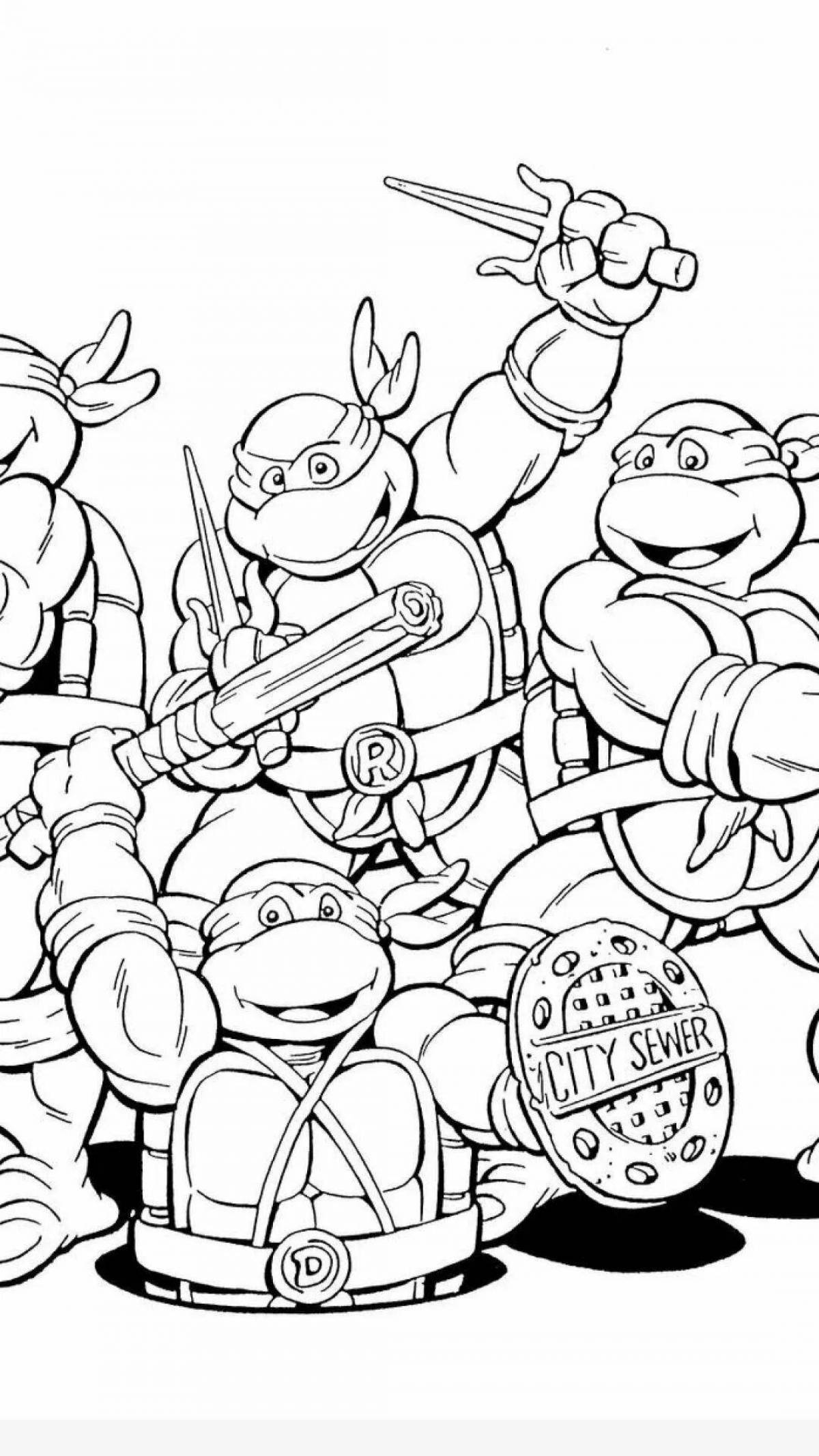 Mickey's Crazy Teenage Mutant Ninja Turtle Coloring Page