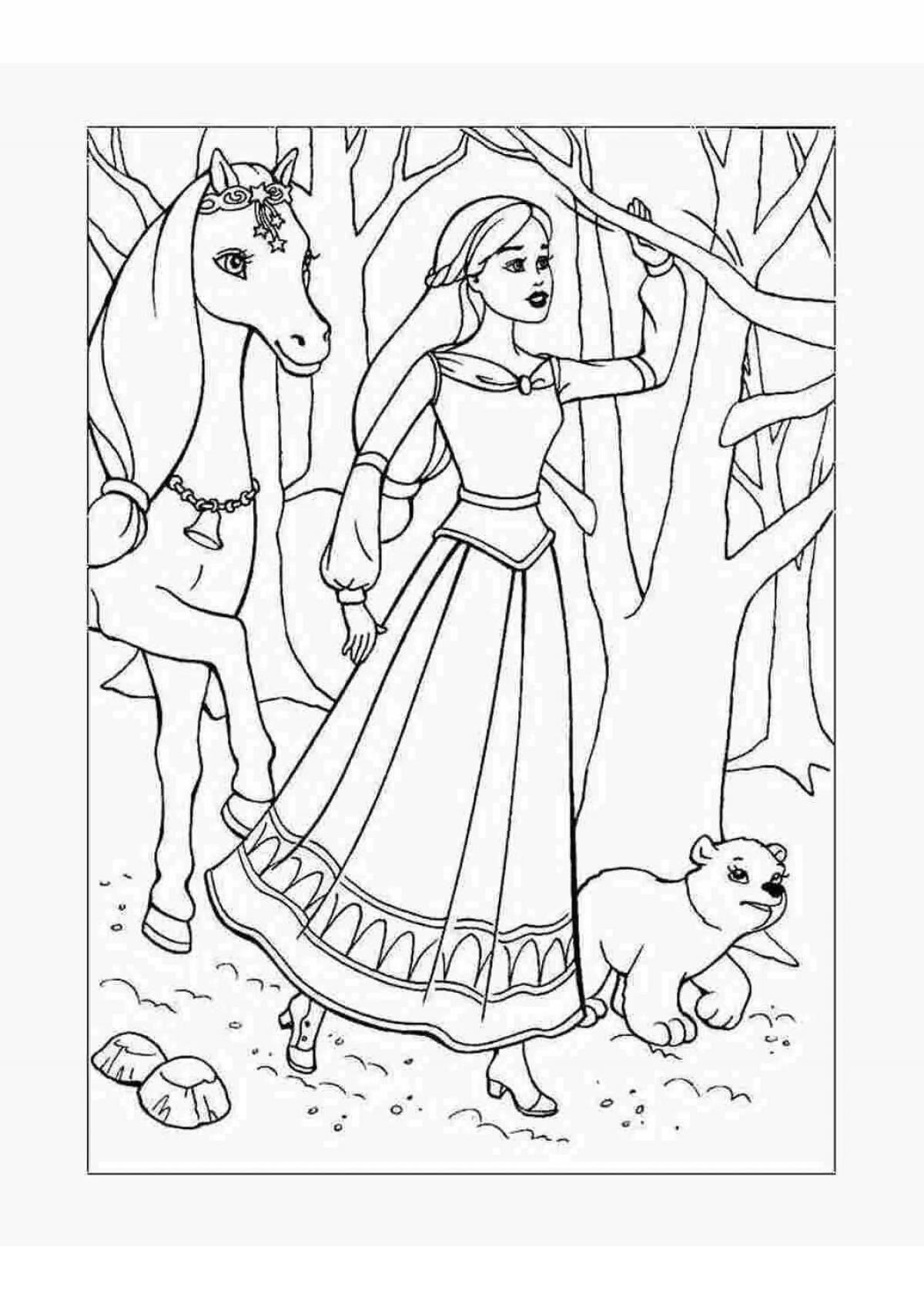 Bright barbie with animals coloring book