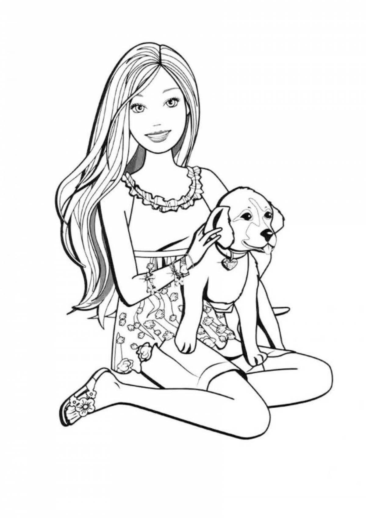 Colouring serene barbie with animals