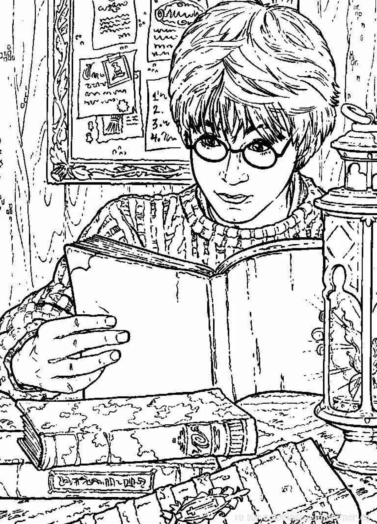 Colorful round harry potter coloring page