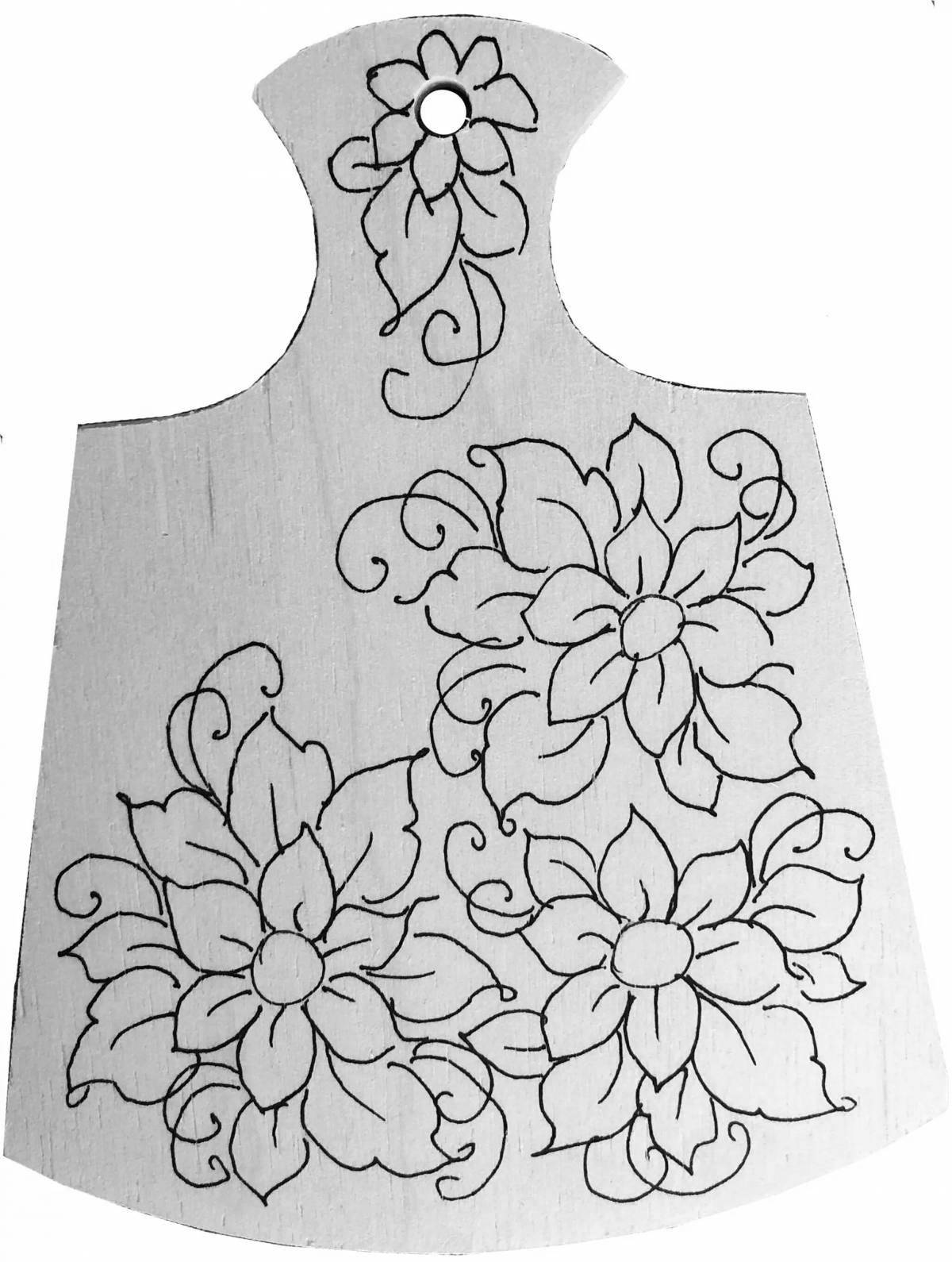 Coloring book festive Khokhloma cutting board