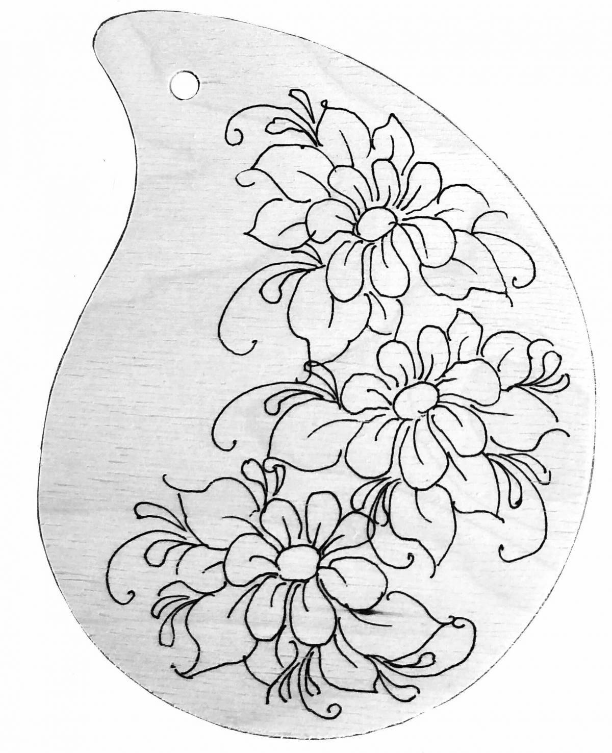 Delightful Khokhloma cutting board coloring book