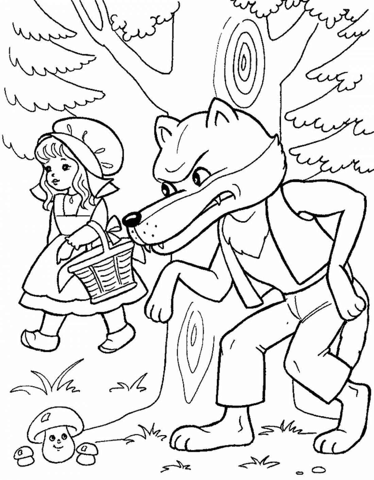 Coloring book playful wolf
