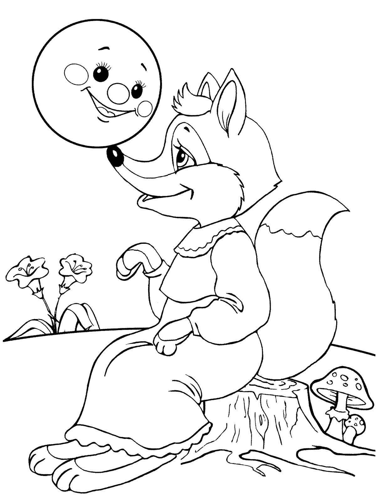 Fluffy wolf coloring page