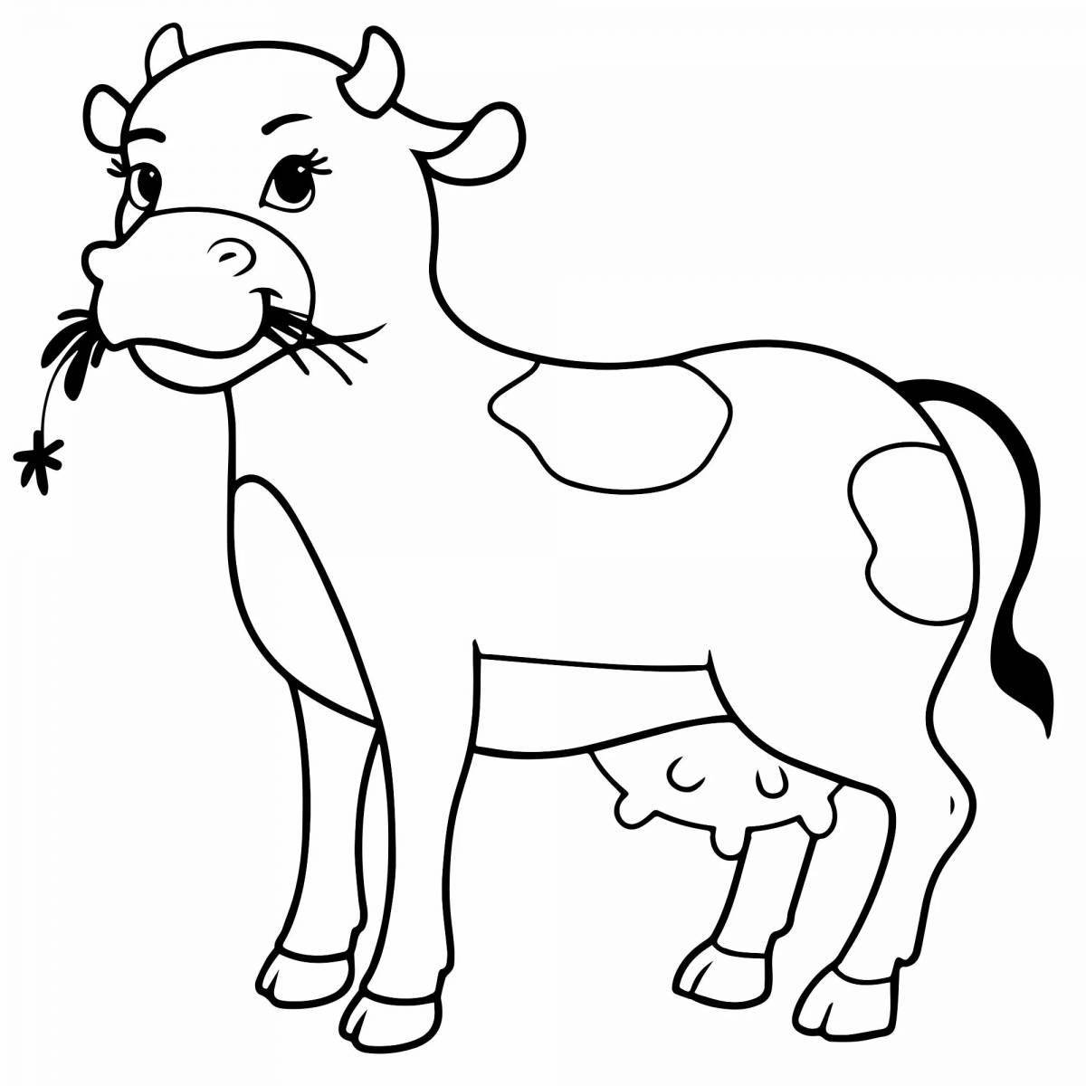 Раскраска радостная корова для малышей