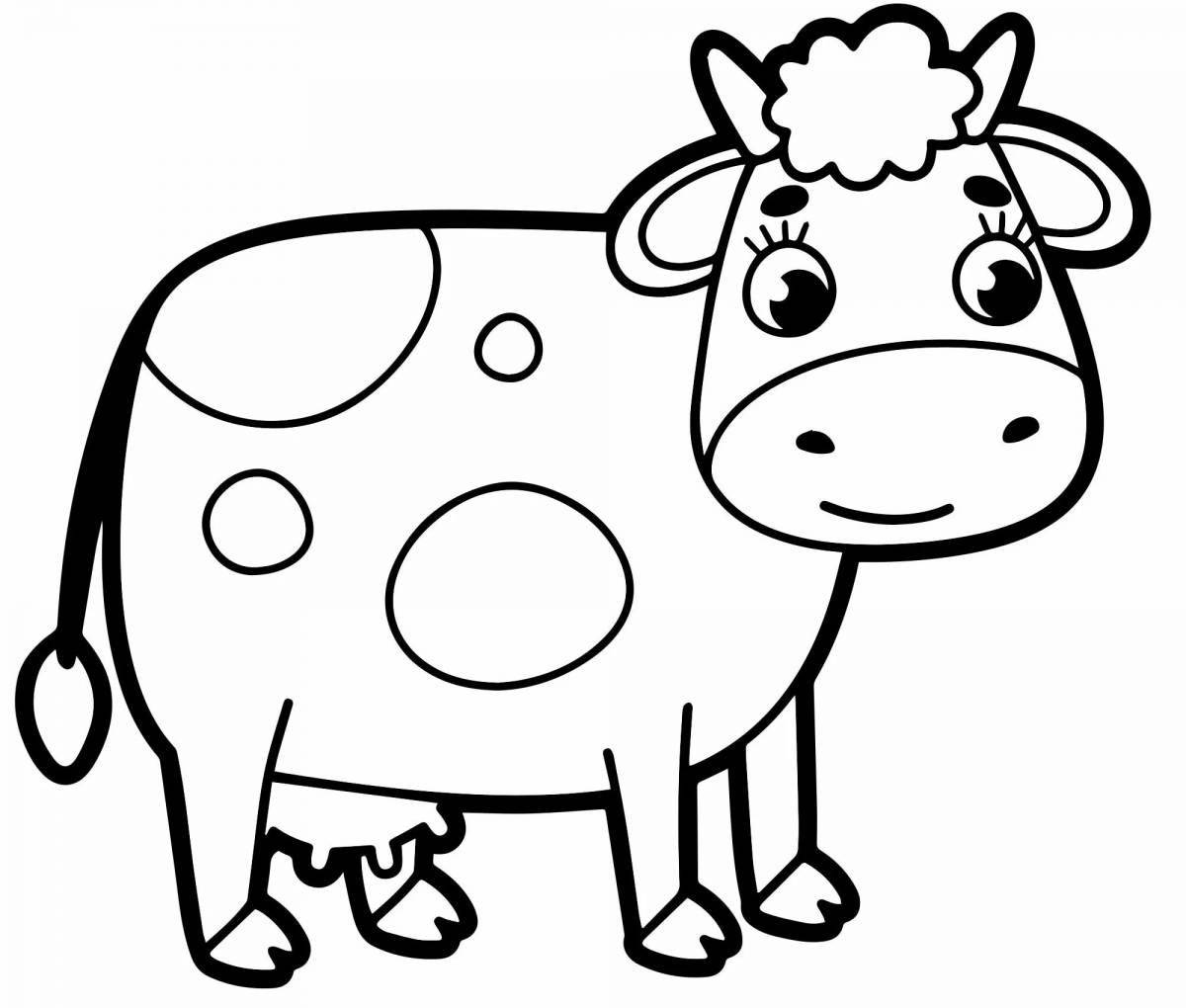 Изысканная корова-раскраска для малышей