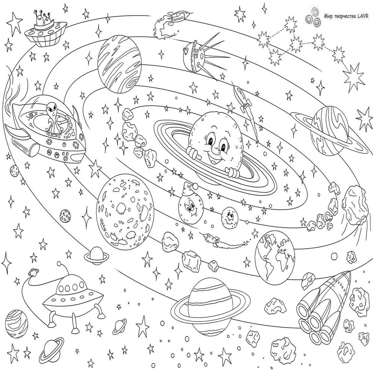 Colorful space by numbers coloring book