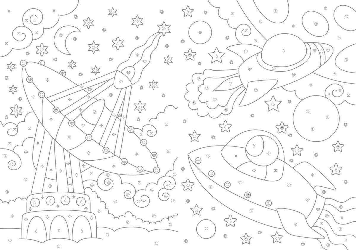 Bright space by numbers coloring page
