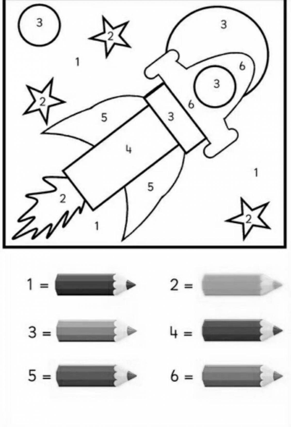 Space By Numbers Glitter Coloring Page
