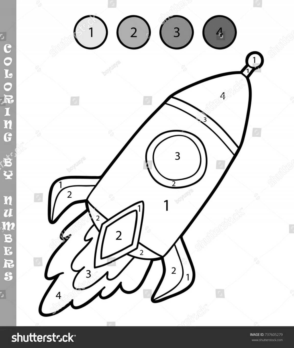 Great space by numbers coloring page