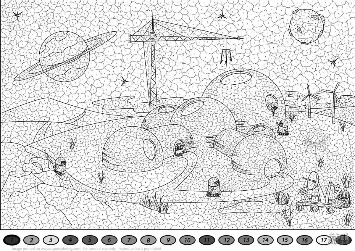 Раскраска joyful space by numbers