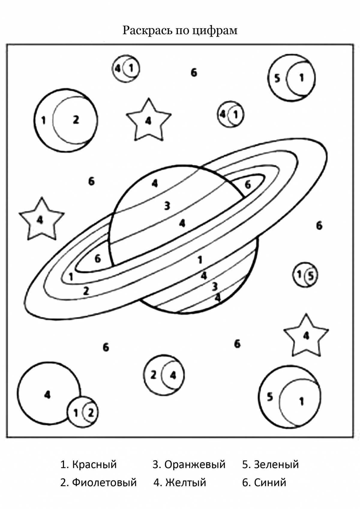 Comic space by numbers coloring book