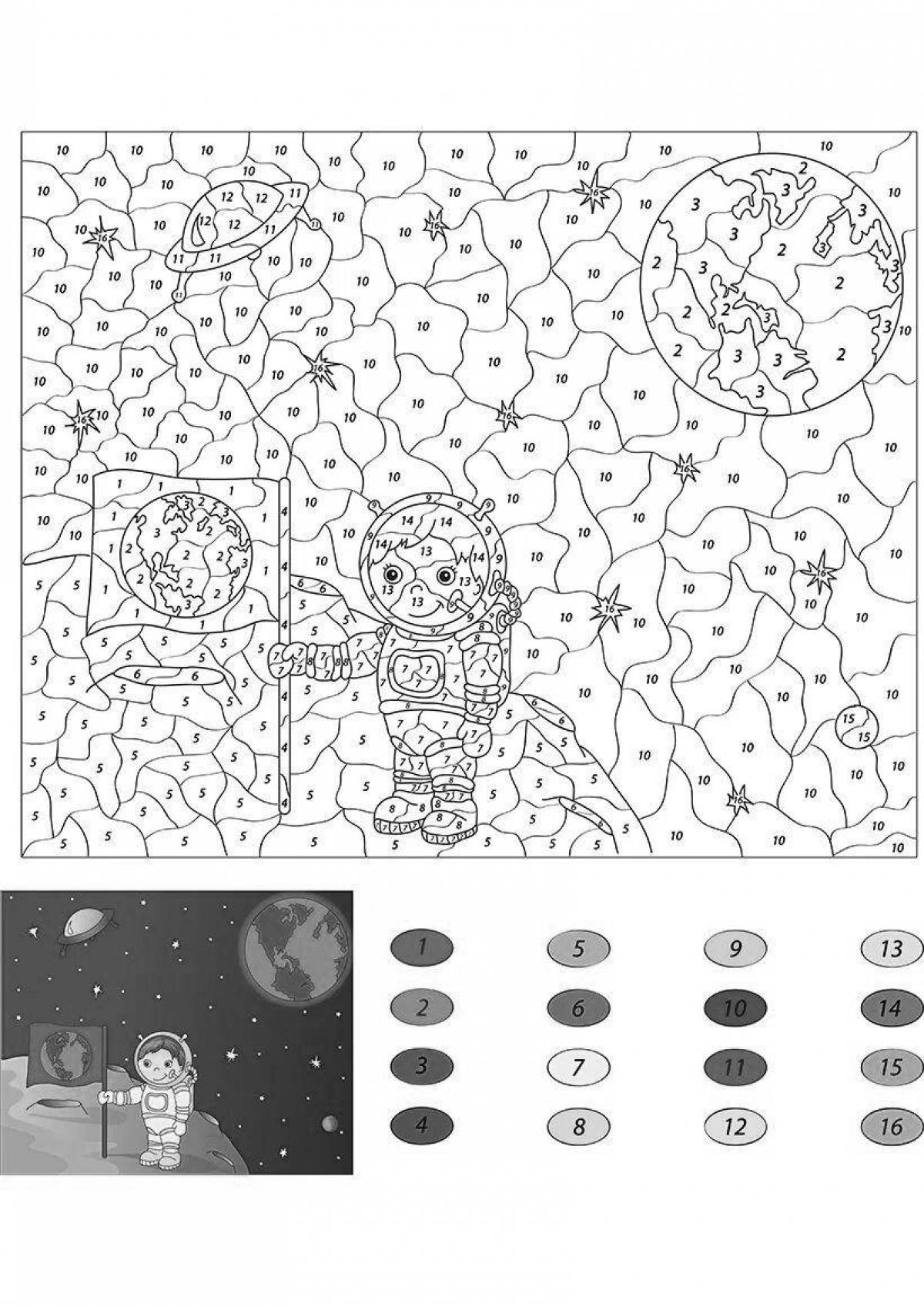 Calm space by numbers coloring page