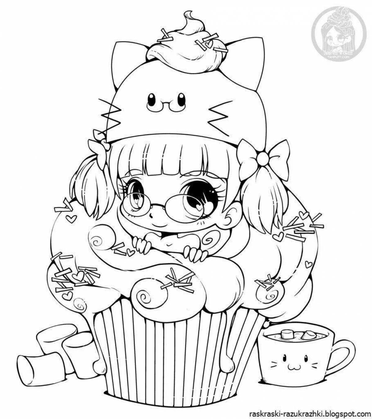 Adorable kawaii girls coloring pages