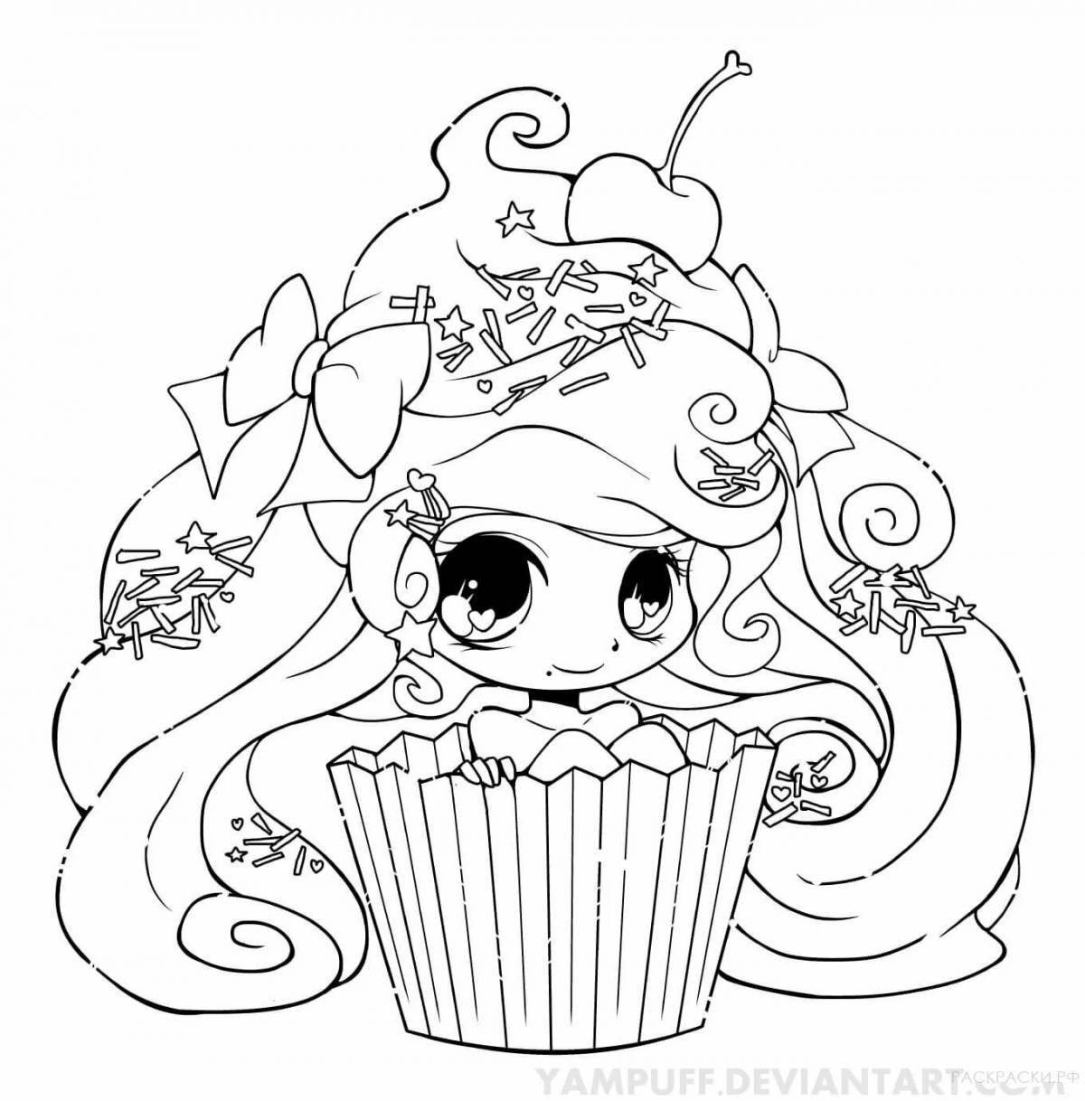 Cute kawaii girls coloring pages