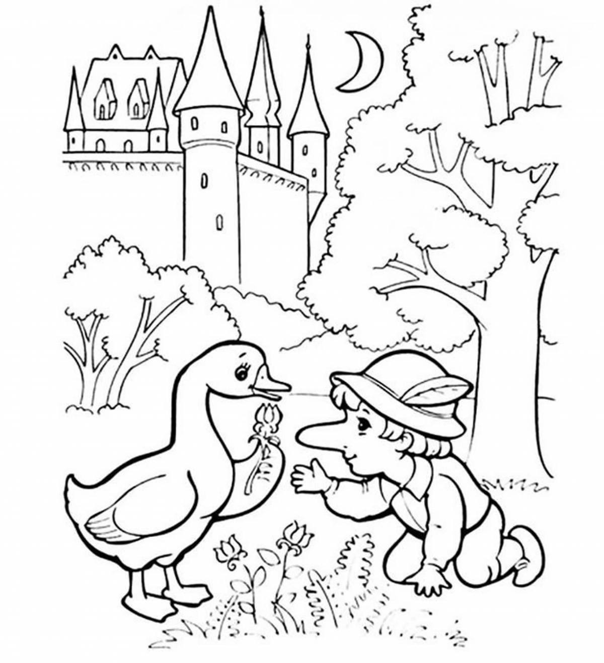 Coloring majestic fairy tale illustration