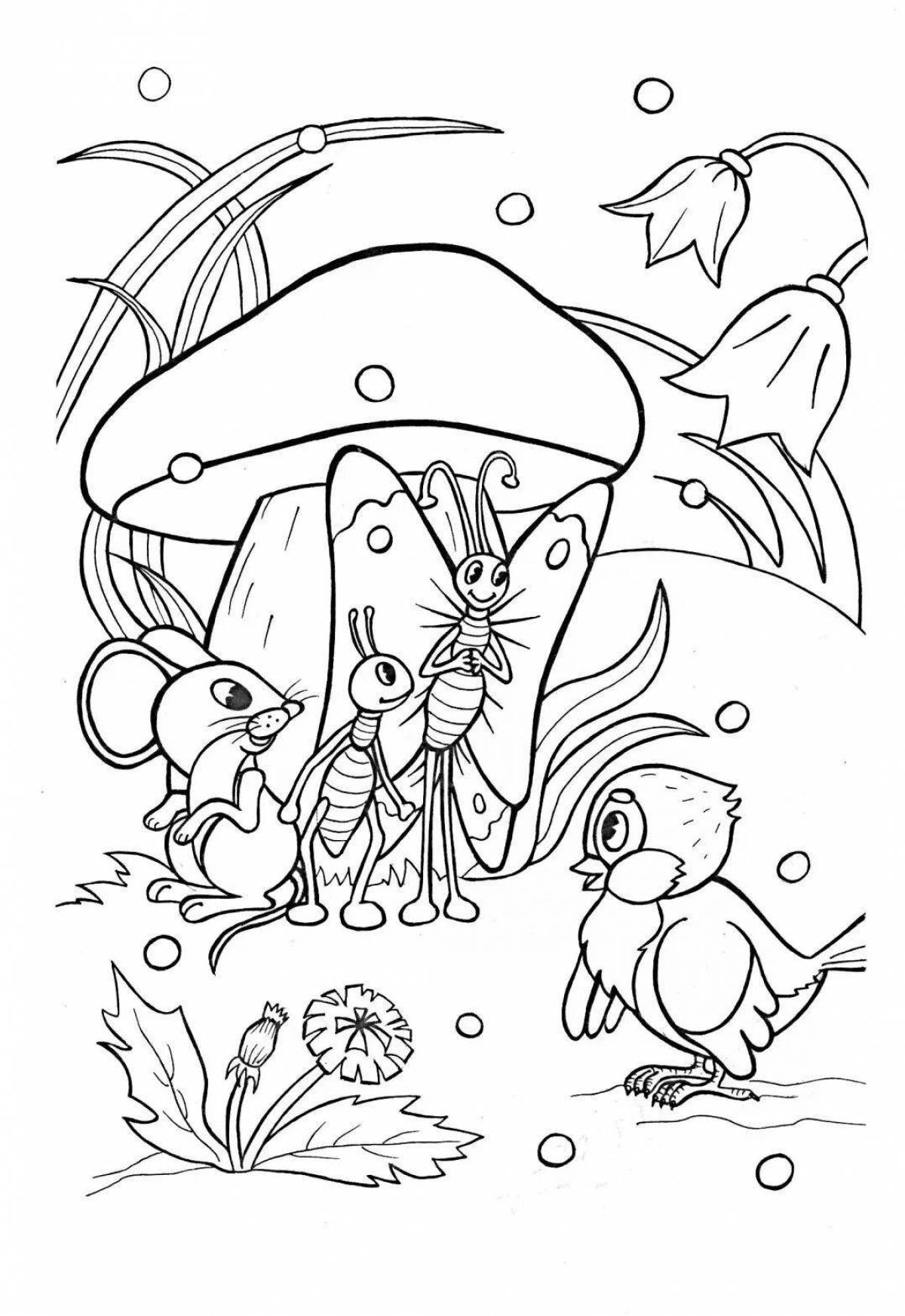 Glorious fairy tale coloring page illustration