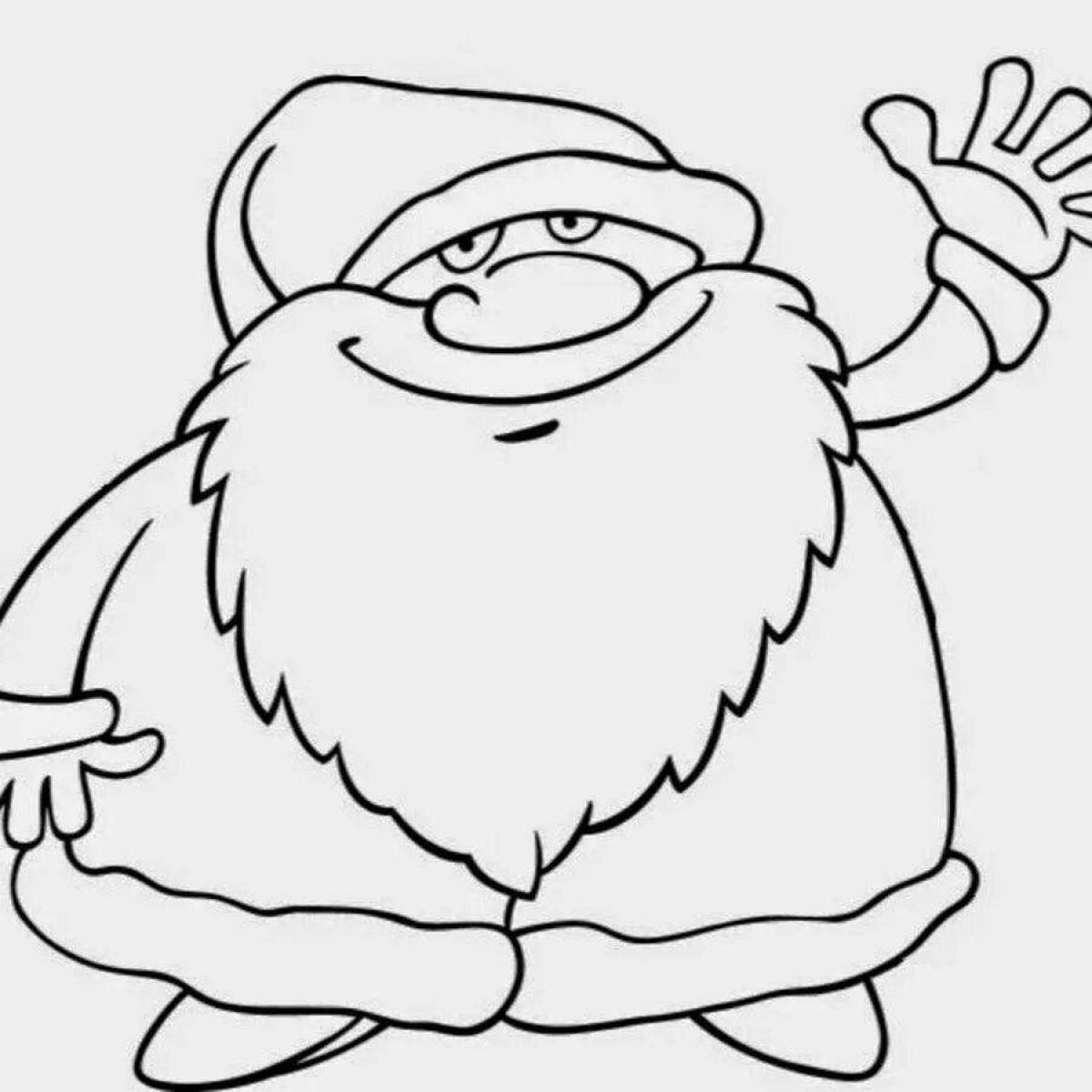 Coloring book glowing little santa claus