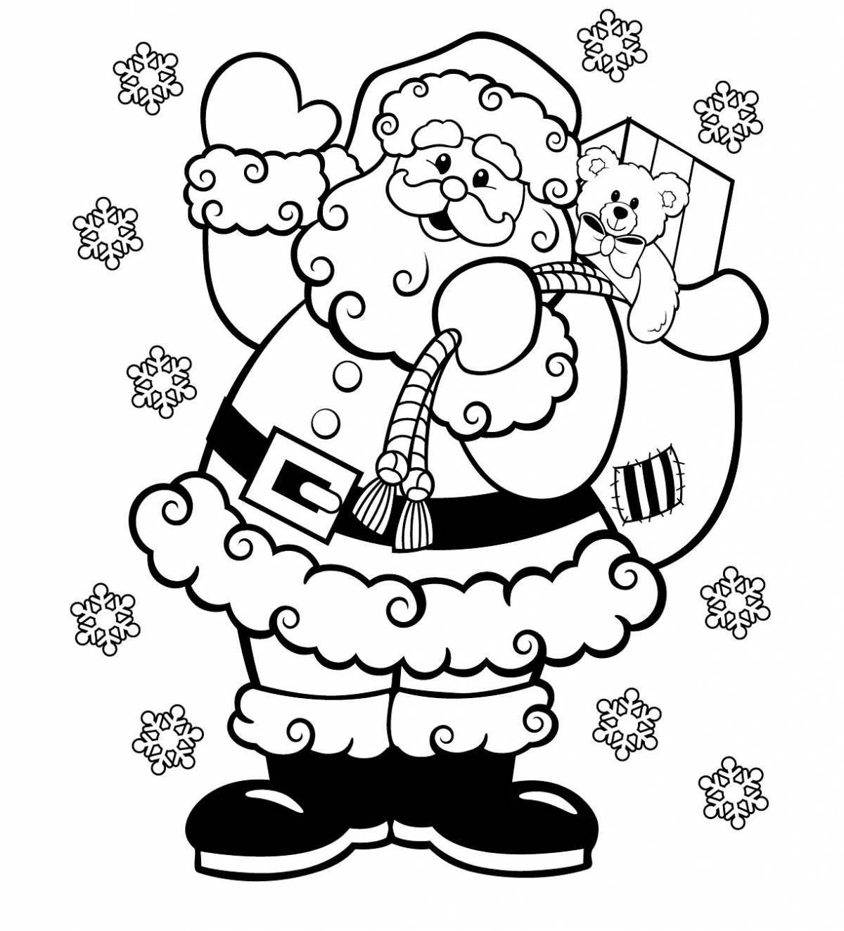 Shiny little santa claus coloring book