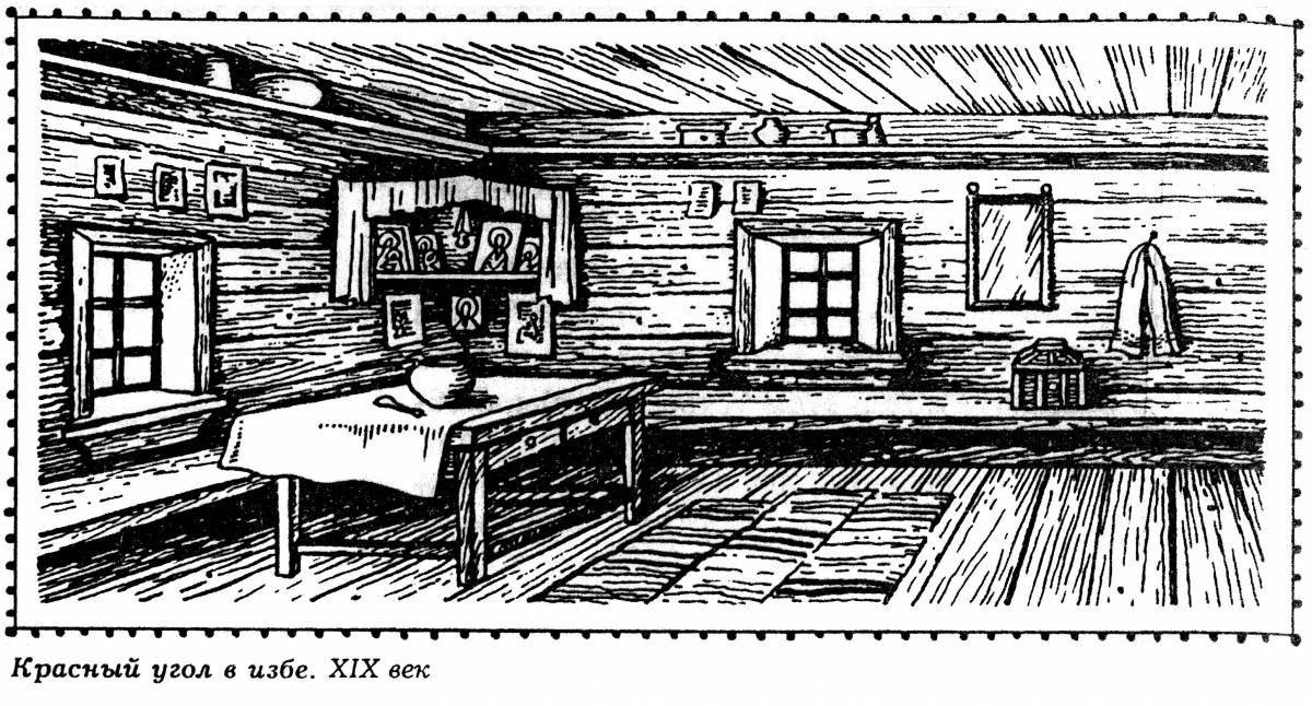 Photo Fantastic Russian hut inside