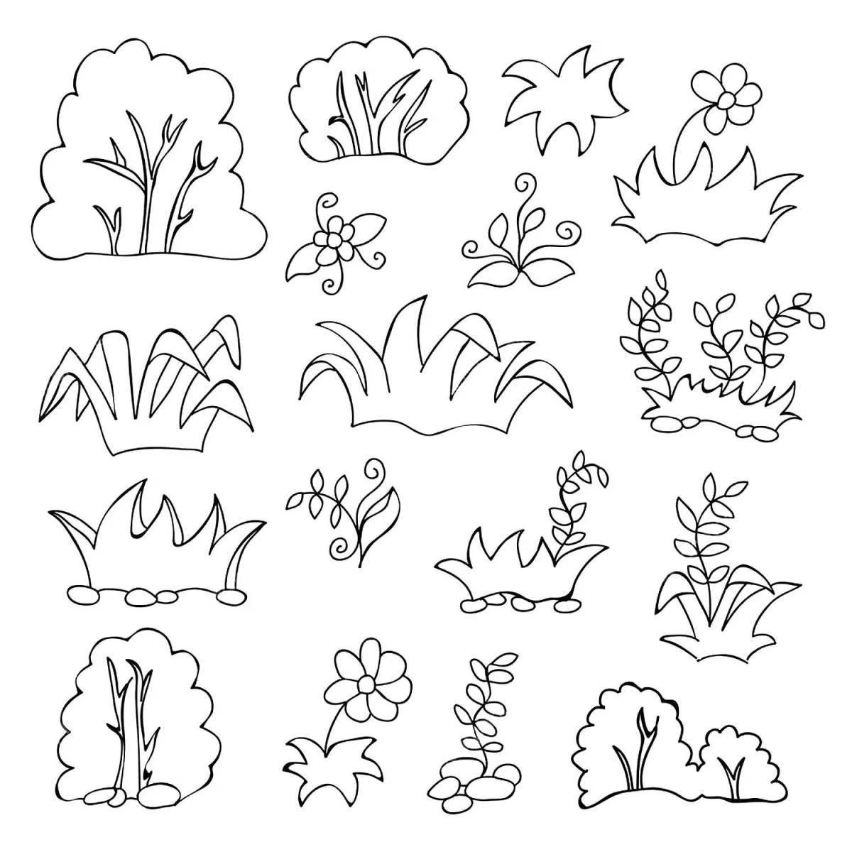 Coloring bright bush for children