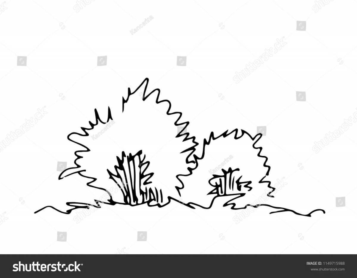 Coloring funny bush for kids
