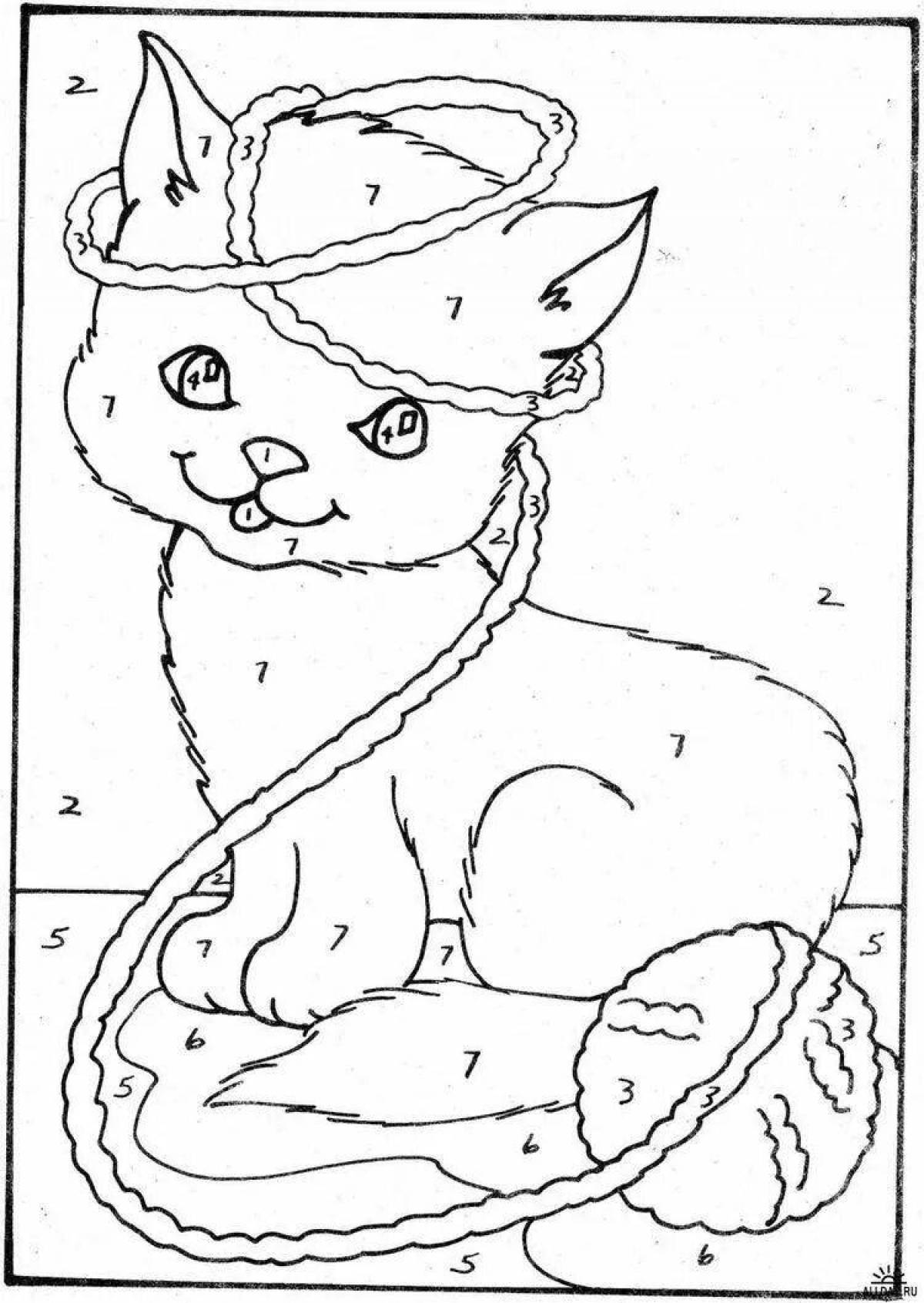 Fun cat coloring by numbers