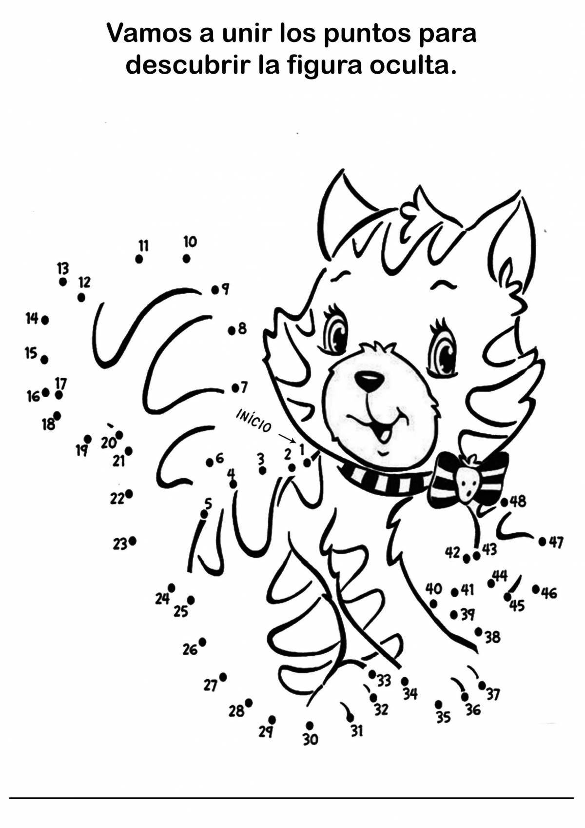 Glitter cat coloring by numbers