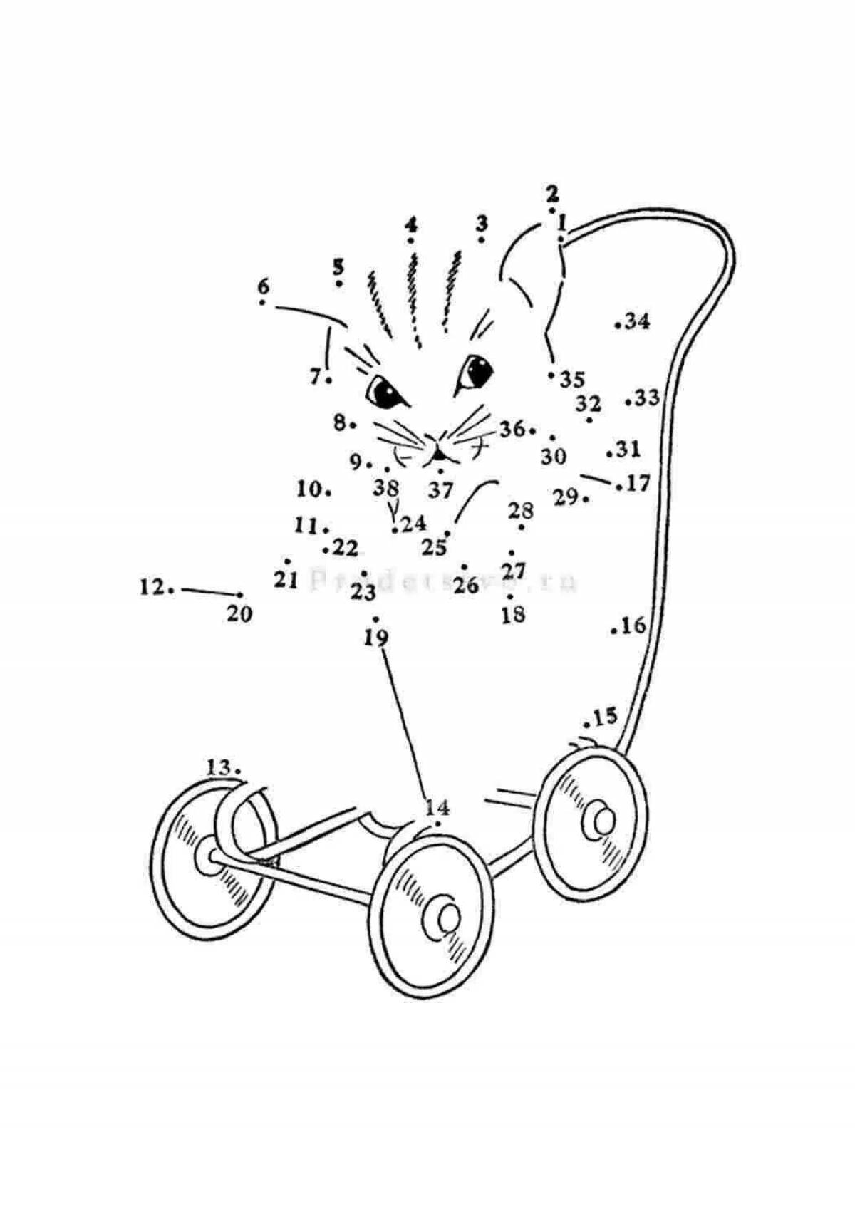 Colour-coded cat coloring by numbers