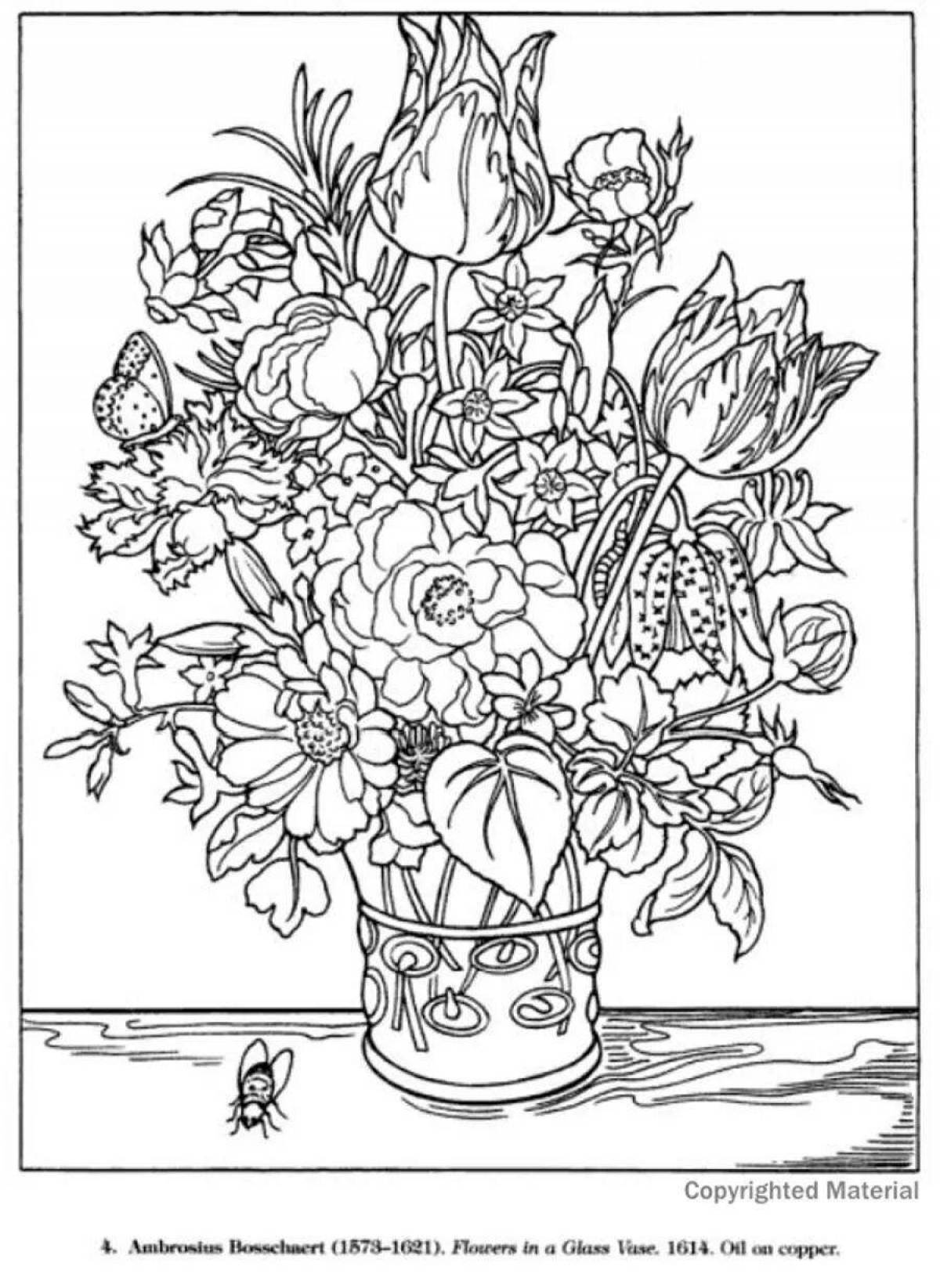 Charming flower by number coloring book