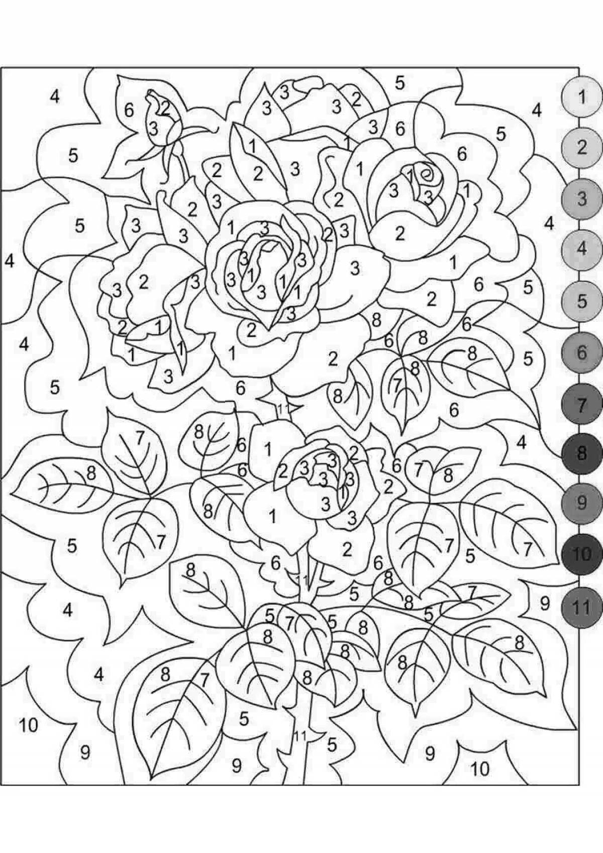Coloring shining flower by numbers