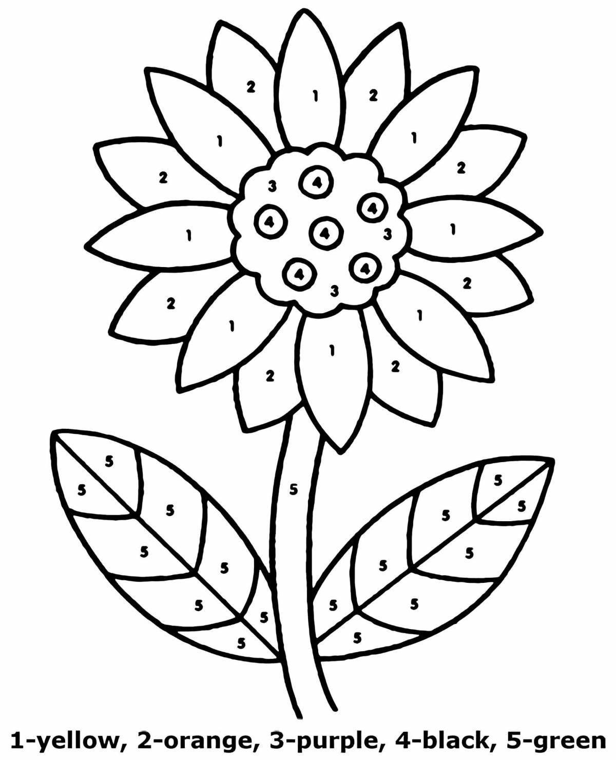 Раскраска гламурный цветок по номерам