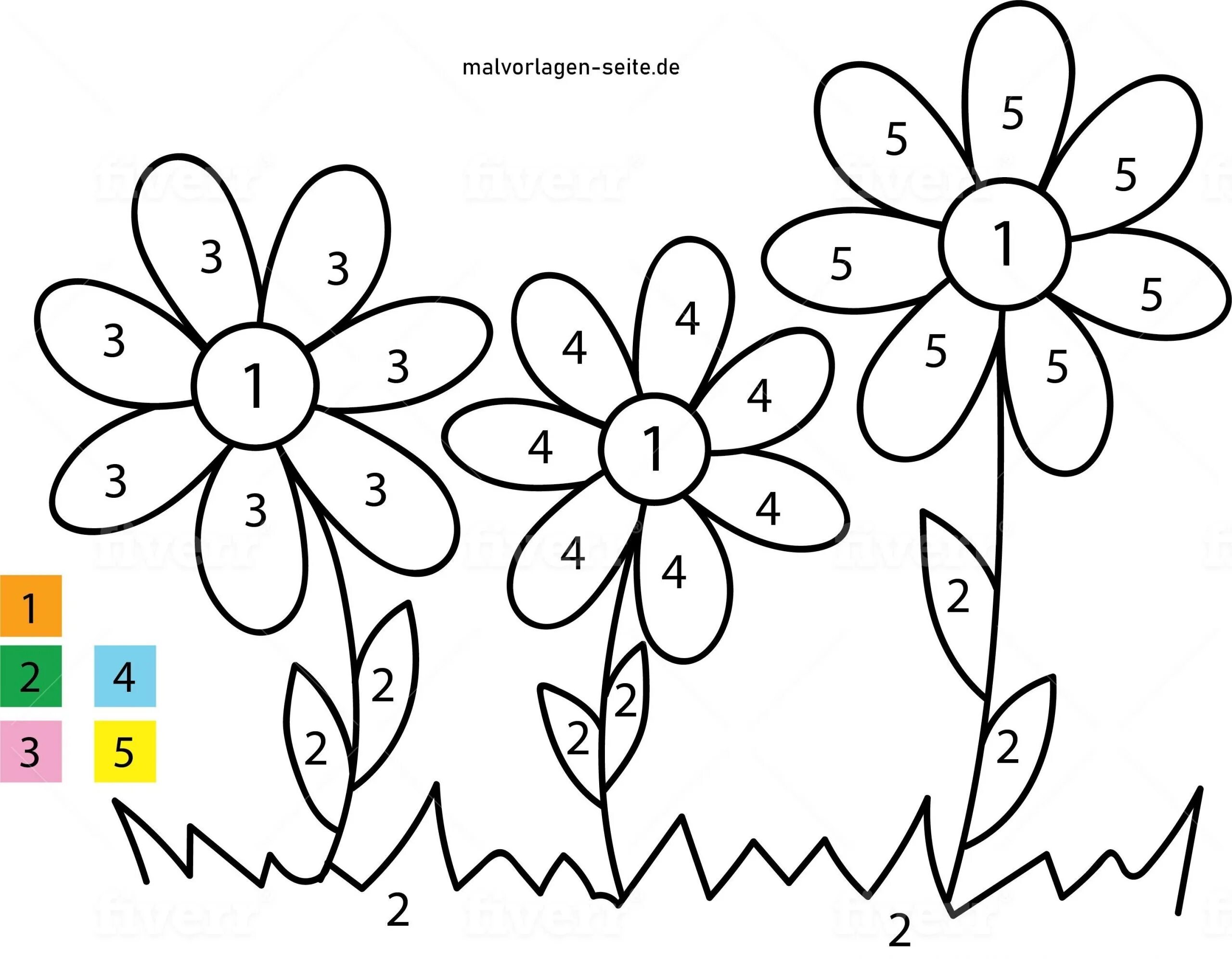 Colorific flower by numbers coloring page