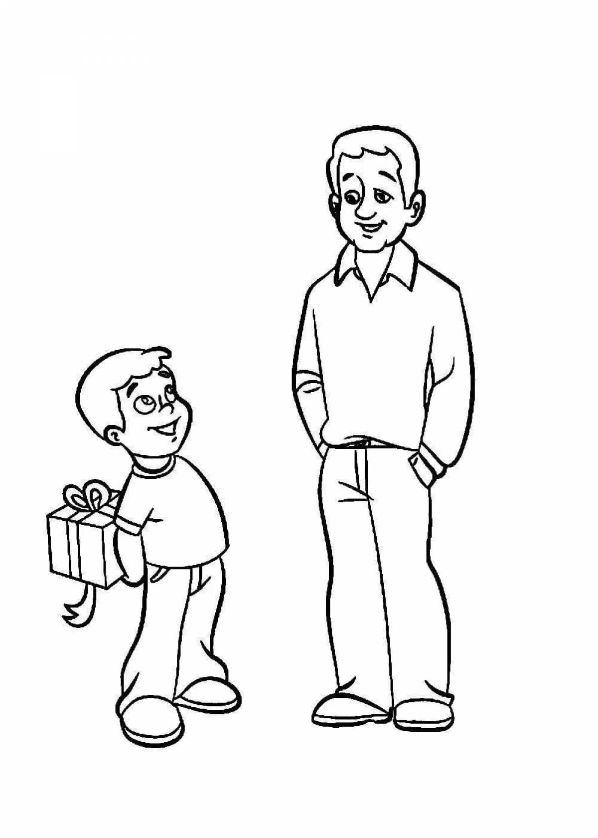 Charming son and dad coloring book