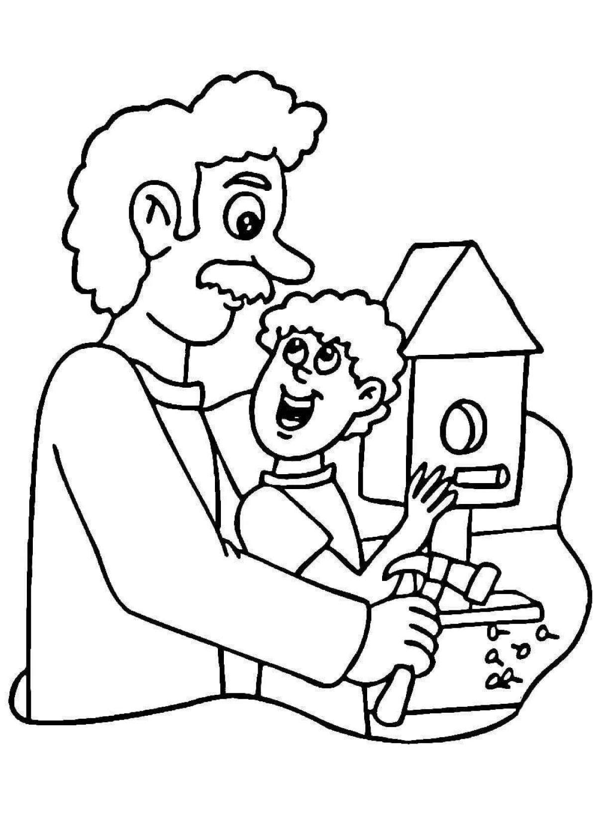 Son and Dad Luminous Coloring Page