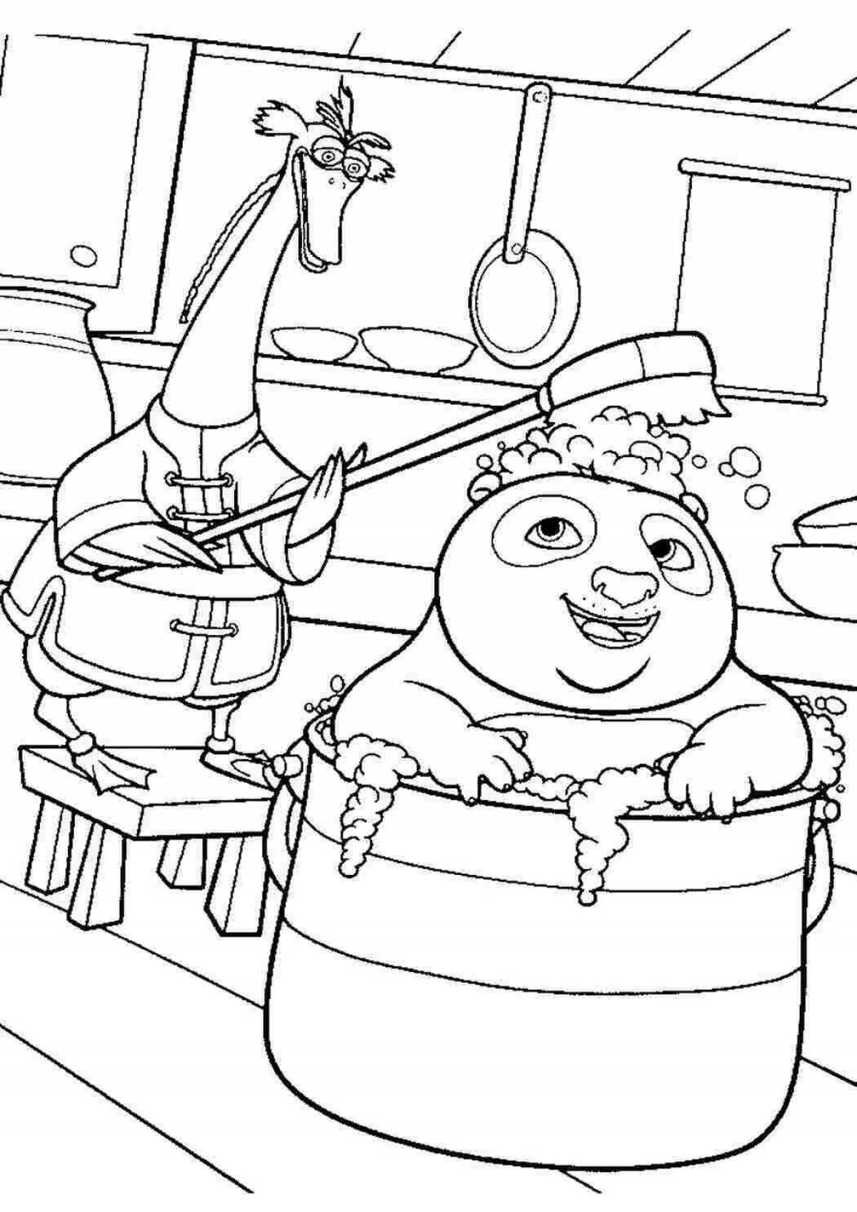 Coloring page funny panda fu panda