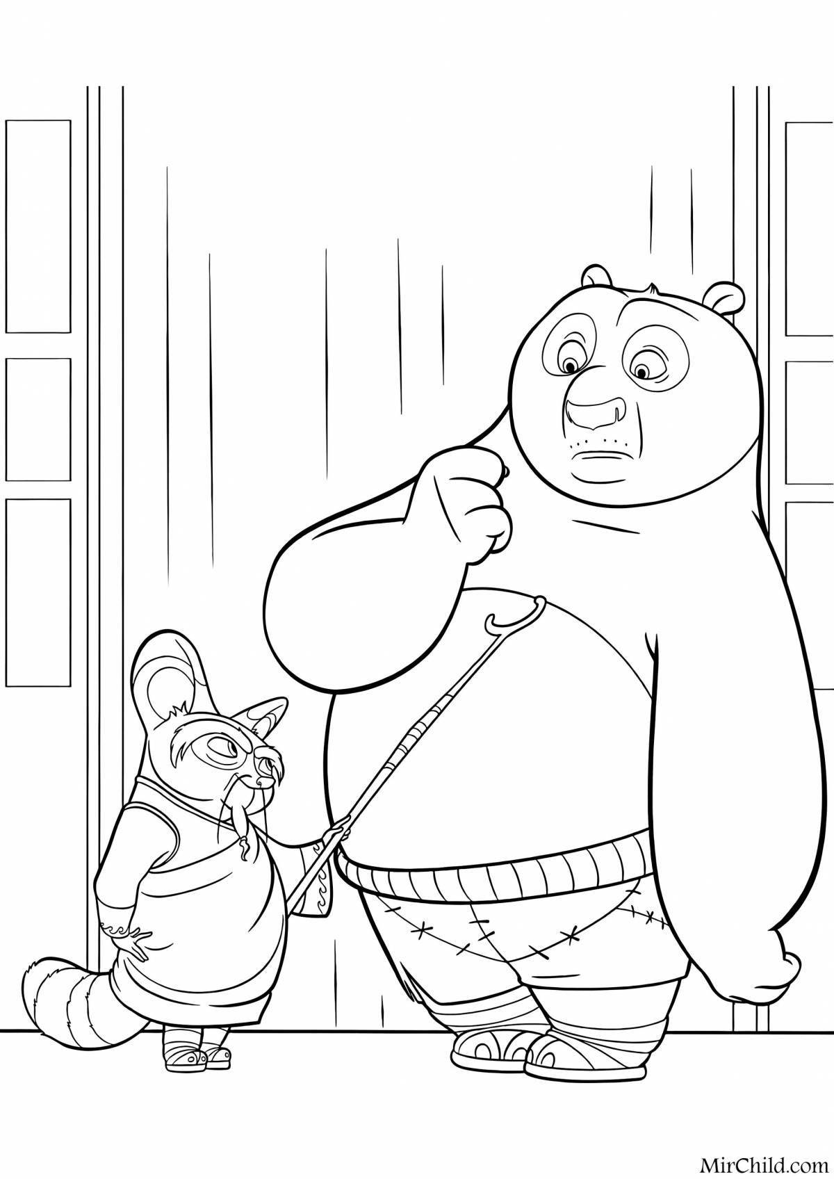 Coloring page adorable panda fu panda