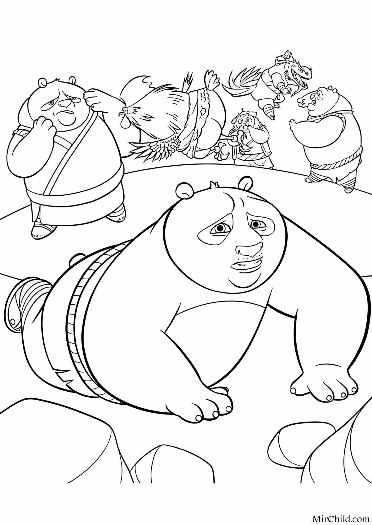 Colorful panda fu panda coloring page