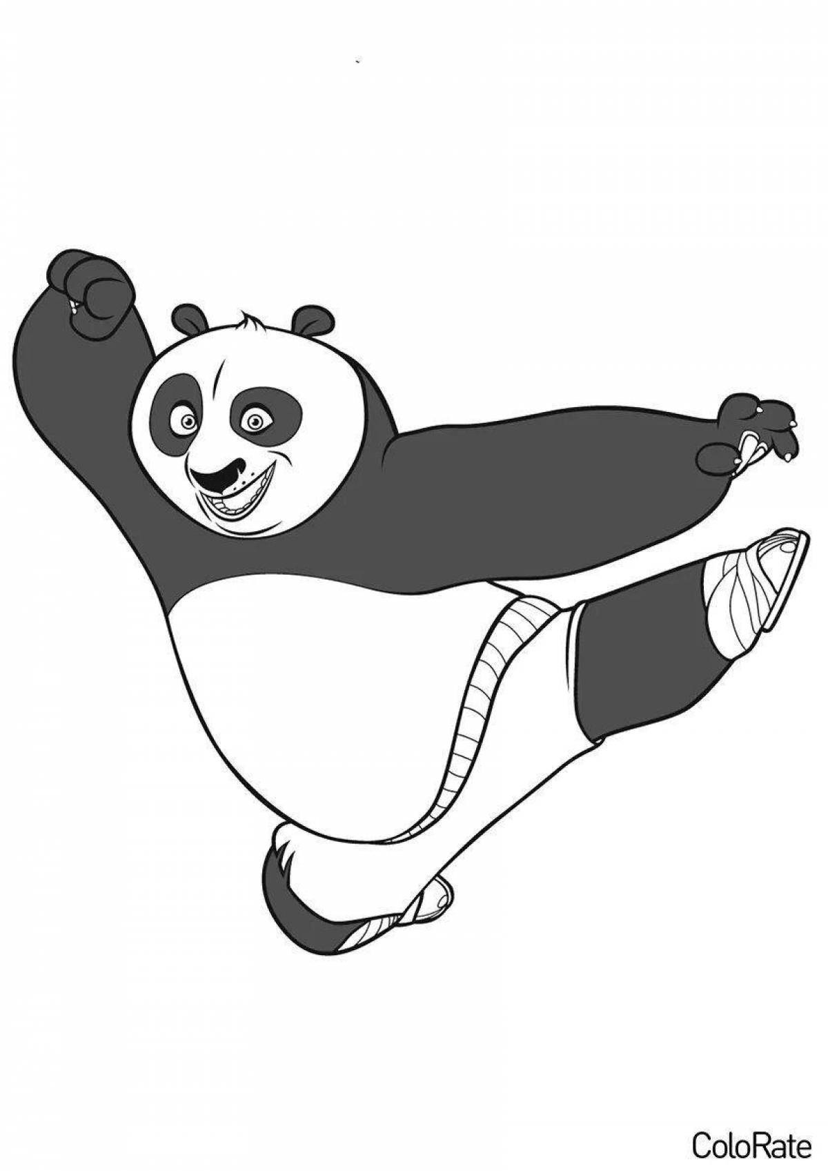 Радостная панда фу панда раскраска