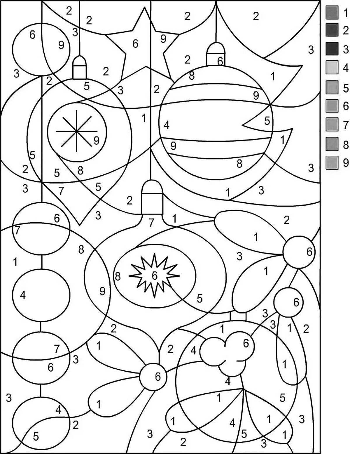 Charming winter by numbers coloring book