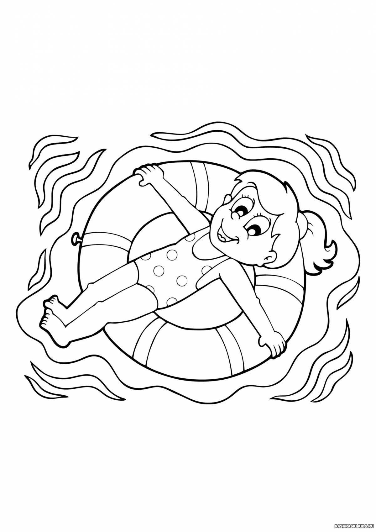 Water safety colorful coloring page