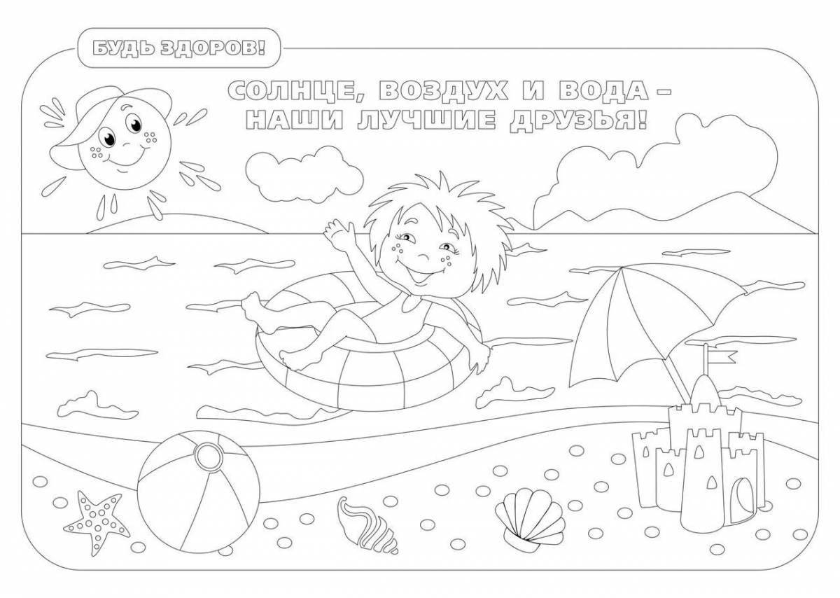 Bright water safety coloring page