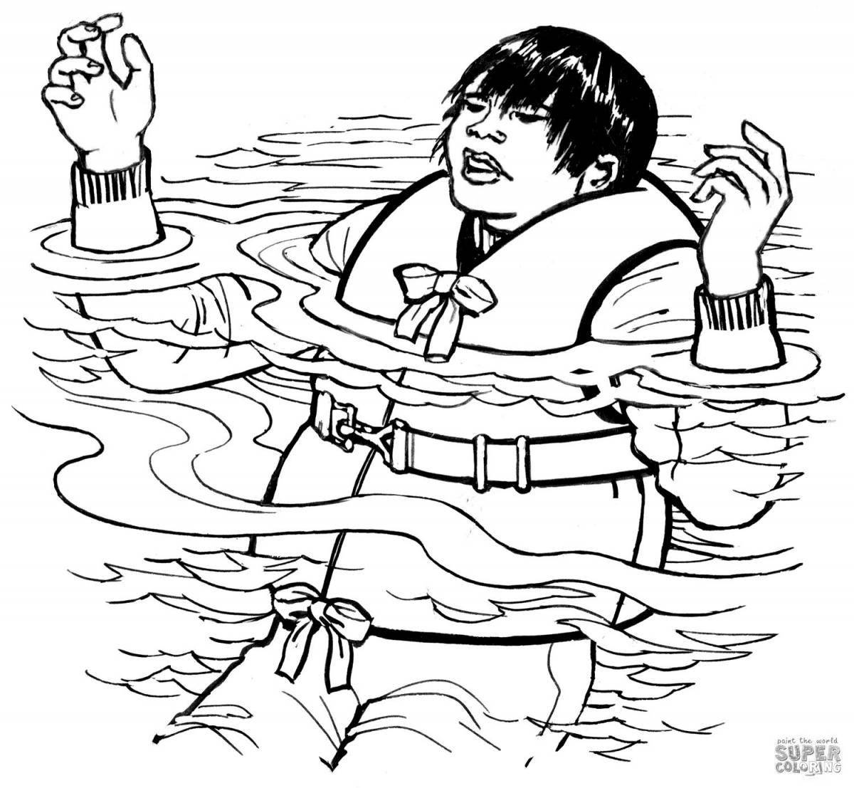 Fun water safety coloring page