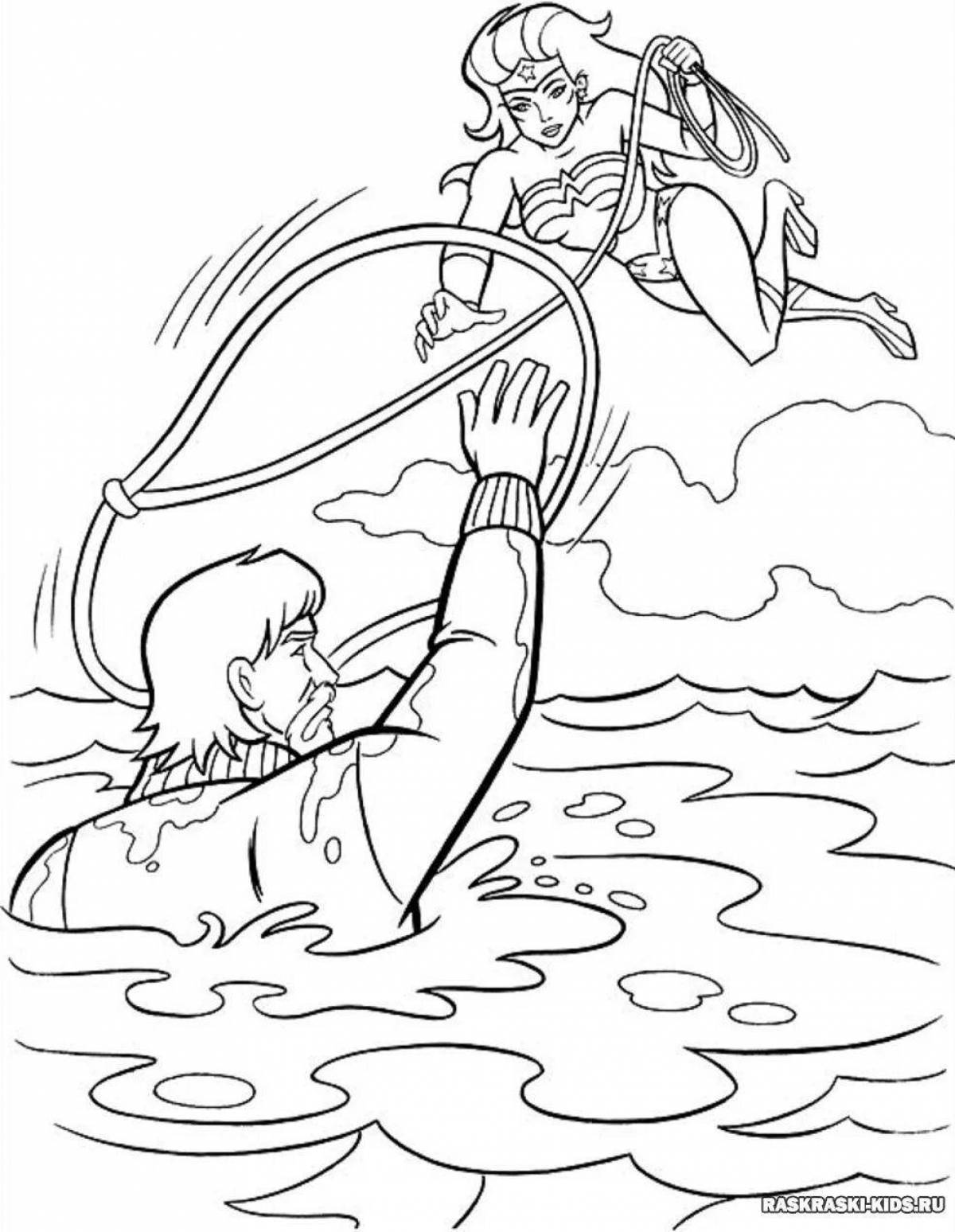 Adorable water safety coloring page