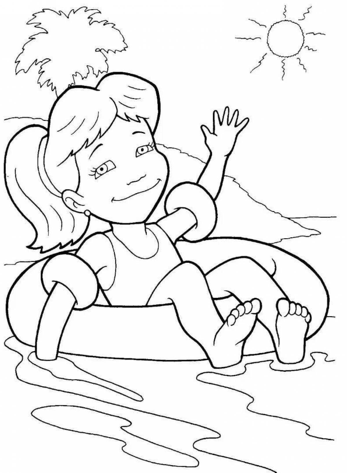 Attractive water safety coloring page