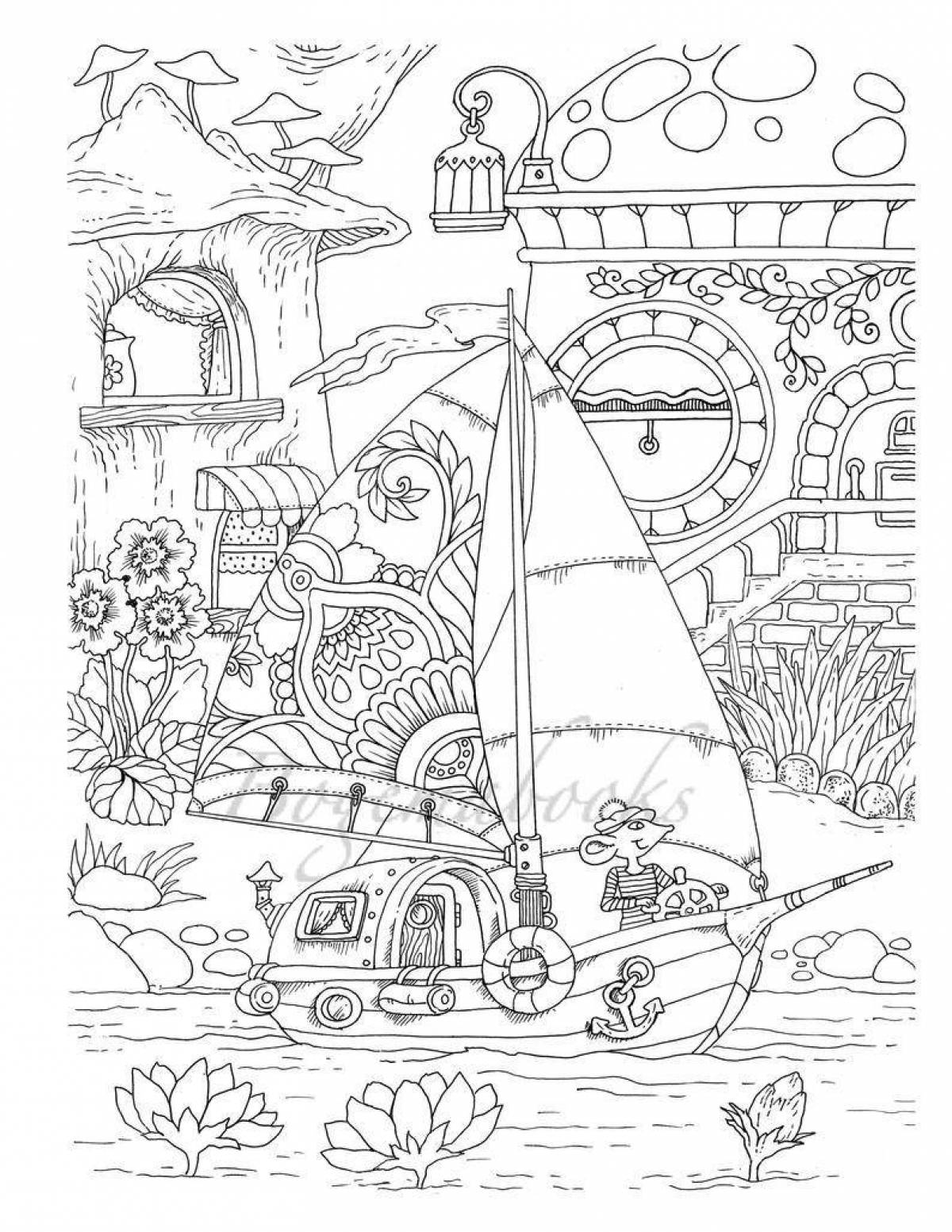 Amazing little town coloring book