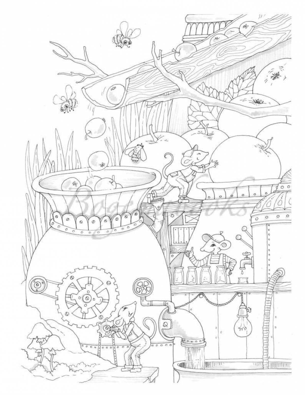 Coloring page charming town