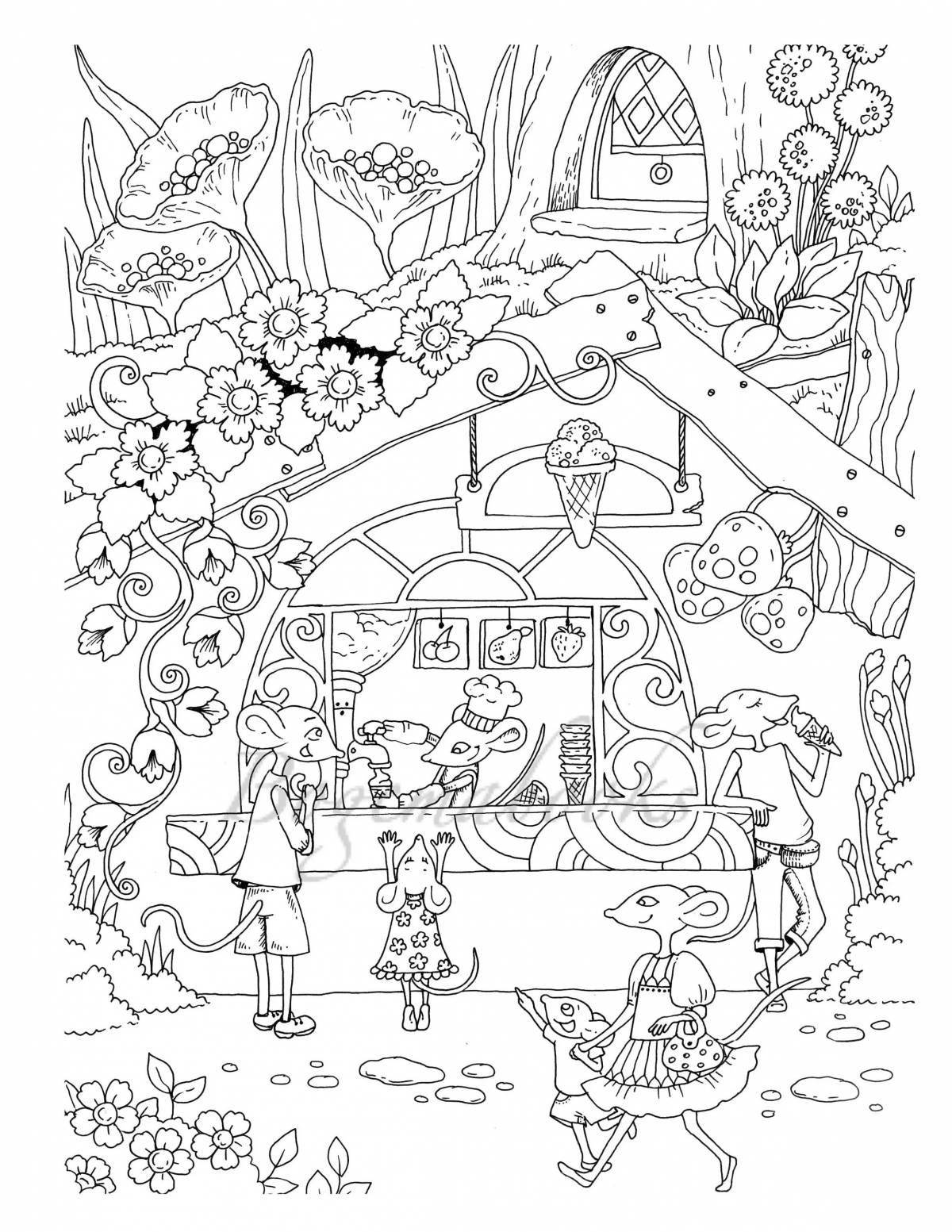 Coloring page majestic little town