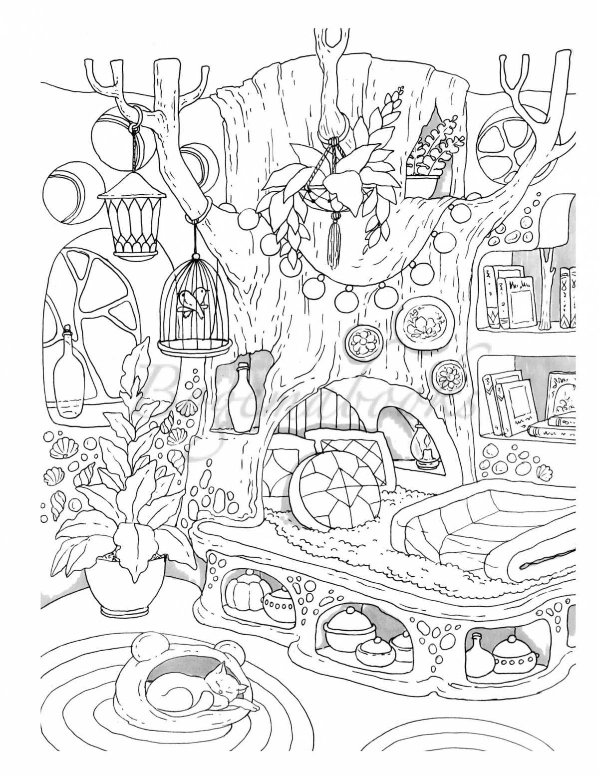 Glittering town coloring page