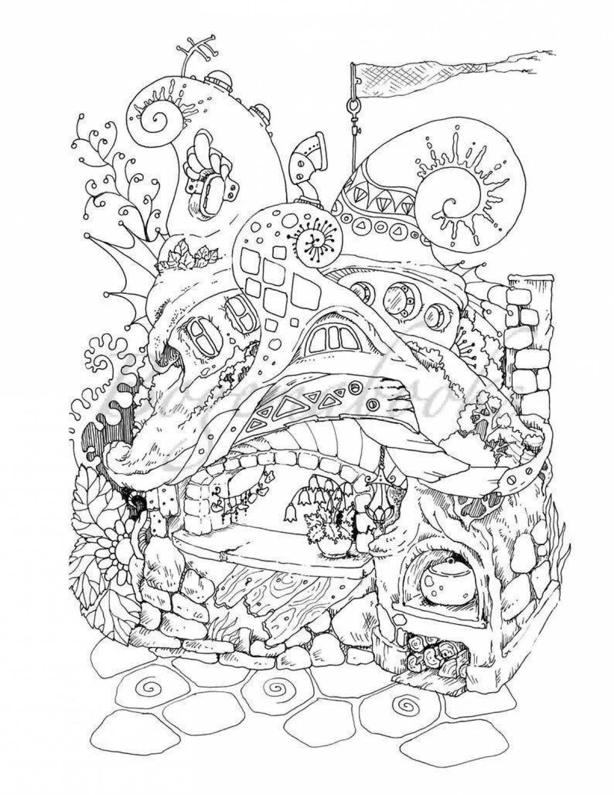 Glowing town coloring page